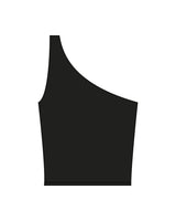 The One Shoulder Tank - Black - Studio 11 - Left Chest - Printed - White