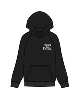 The Mens Hoodie - Black - Dawn Patrol - Left Chest & Back Center - White