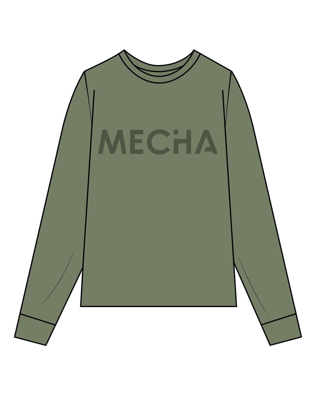 The Unisex Midweight Long Sleeve - Hemp - MECHA - Center Chest - Tone on Tone