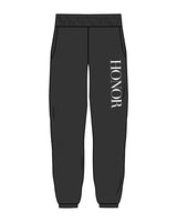 The Womens Classic Sweatpants - Washed Black - Honor Pilates - Left Thigh - White