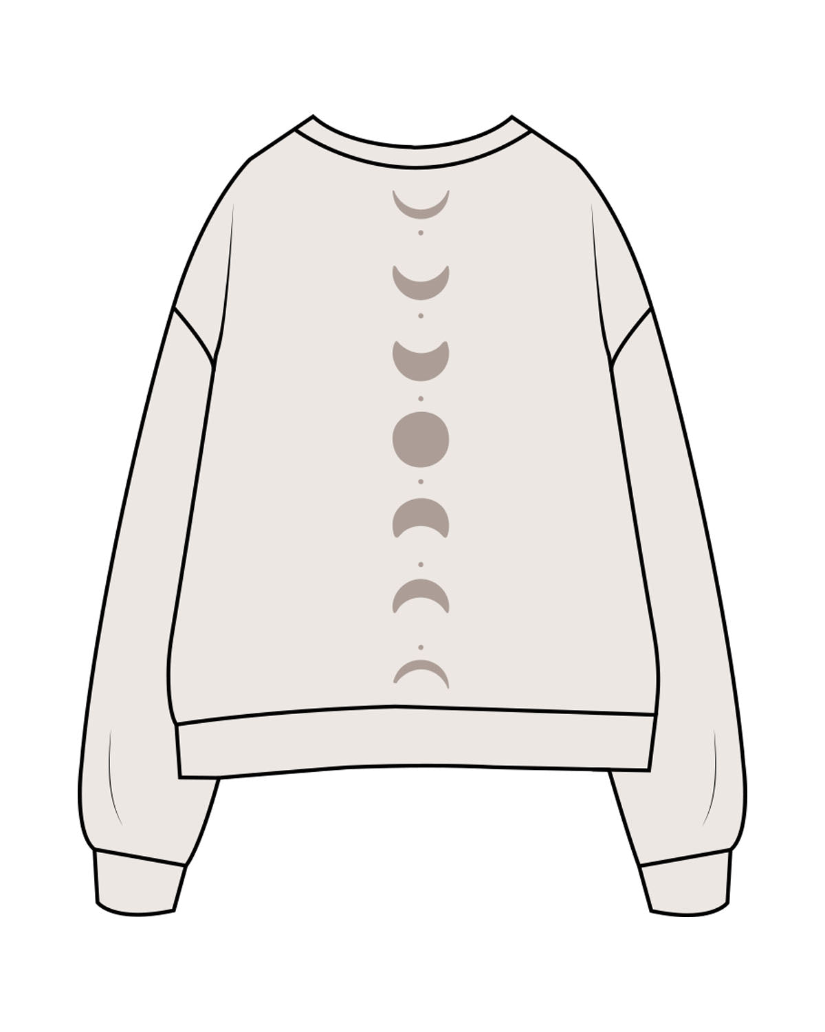 The Womens Crewneck - Bone - Half Moon Yoga - Left Chest & Back Spine - Printed - Tone on Tone