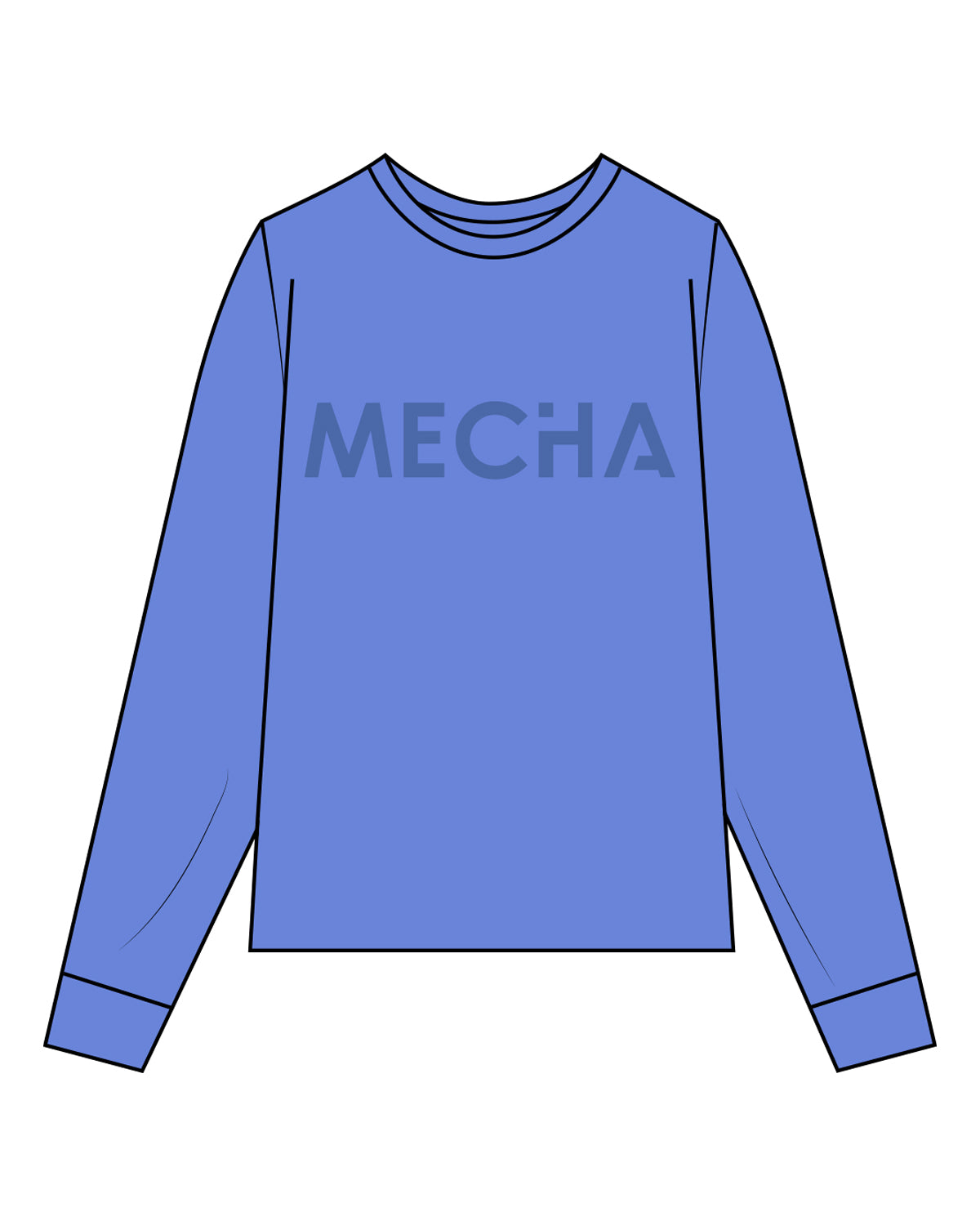 The Unisex Midweight Long Sleeve - Pacific Blue - MECHA - Center Chest - Tone on Tone
