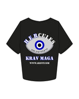 The Crop Tee - Black - Hercules - Left Chest & Back Stacked - Printed - Full Color
