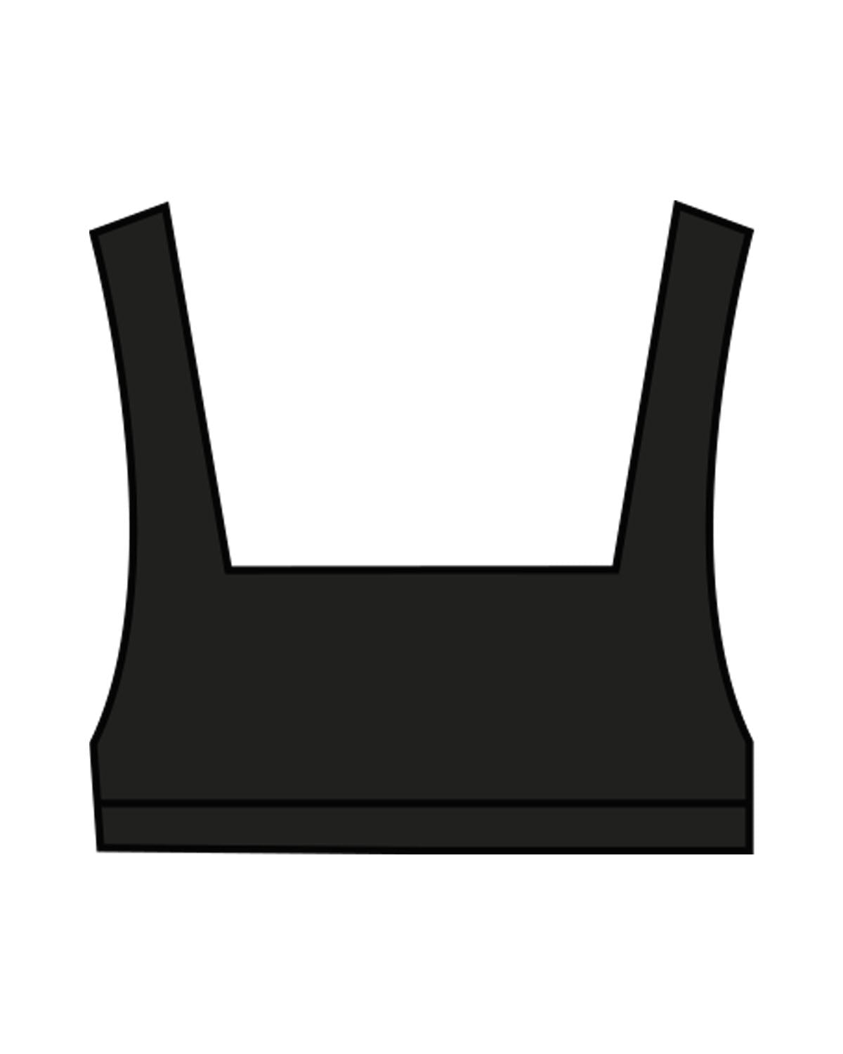 The Box Cut Bra - Black - Uprise Hot Yoga - Back - "UPRISE" - Printed - White