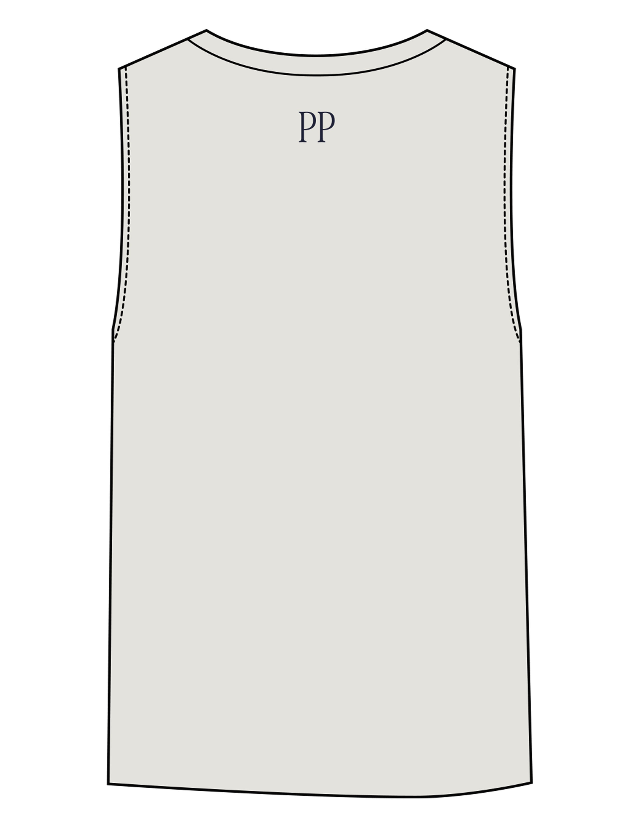 The Womens Heavyweight Tank - Washed Bone - Pilates Phoenix - Center Chest & Back Neckline - Printed - Navy