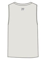 The Womens Heavyweight Tank - Washed Bone - Pilates Phoenix - Center Chest & Back Neckline - Printed - Navy
