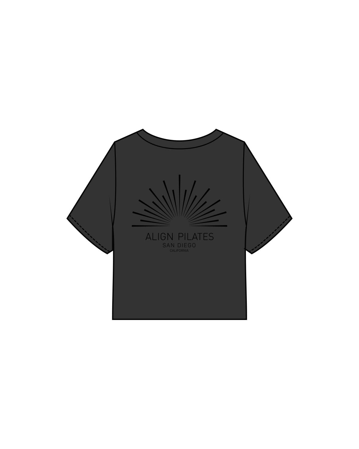 The Heavyweight Crop Tee - Washed Black - Align Pilates - Left Chest & Back Stacked - Printed - Black