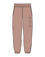 The Womens Sweatpants - Clay - Honor Pilates - Left Thigh - Tone on Tone