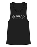 The Racerback Tank - Black - Krista - Center Chest Stacked & Back Center Stacked "COACH" - White
