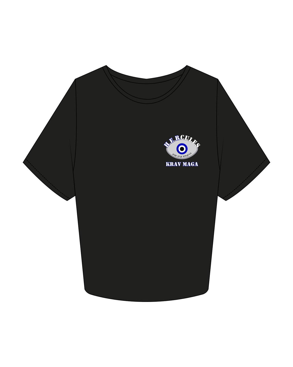 The Crop Tee - Black - Hercules - Left Chest & Back Stacked - Printed - Full Color