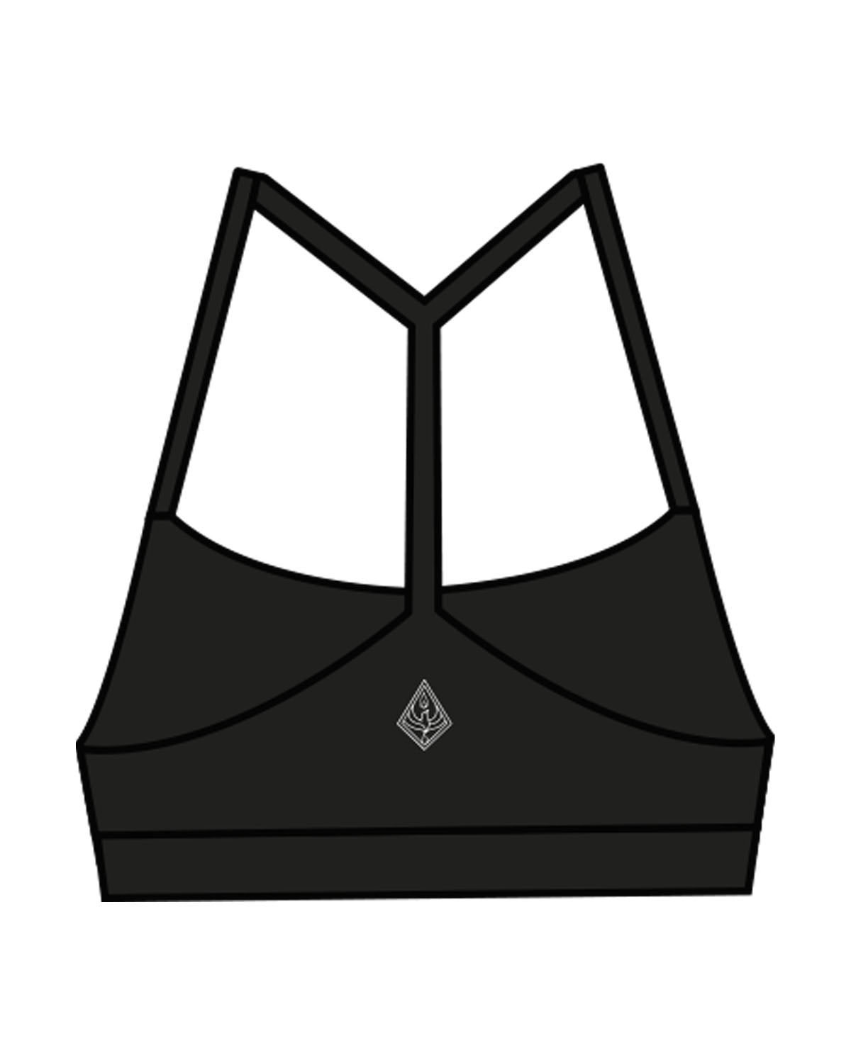 The Basic Bra - Black - Uprise Hot Yoga - Back - Printed - White