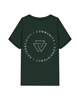 The Mens Heavyweight Tee - Pine Green - Commit Fitness - Back Center Stacked - White