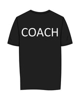 The Womens Tee - Black - Krista - Left Chest Stacked & Back Center "COACH" - White