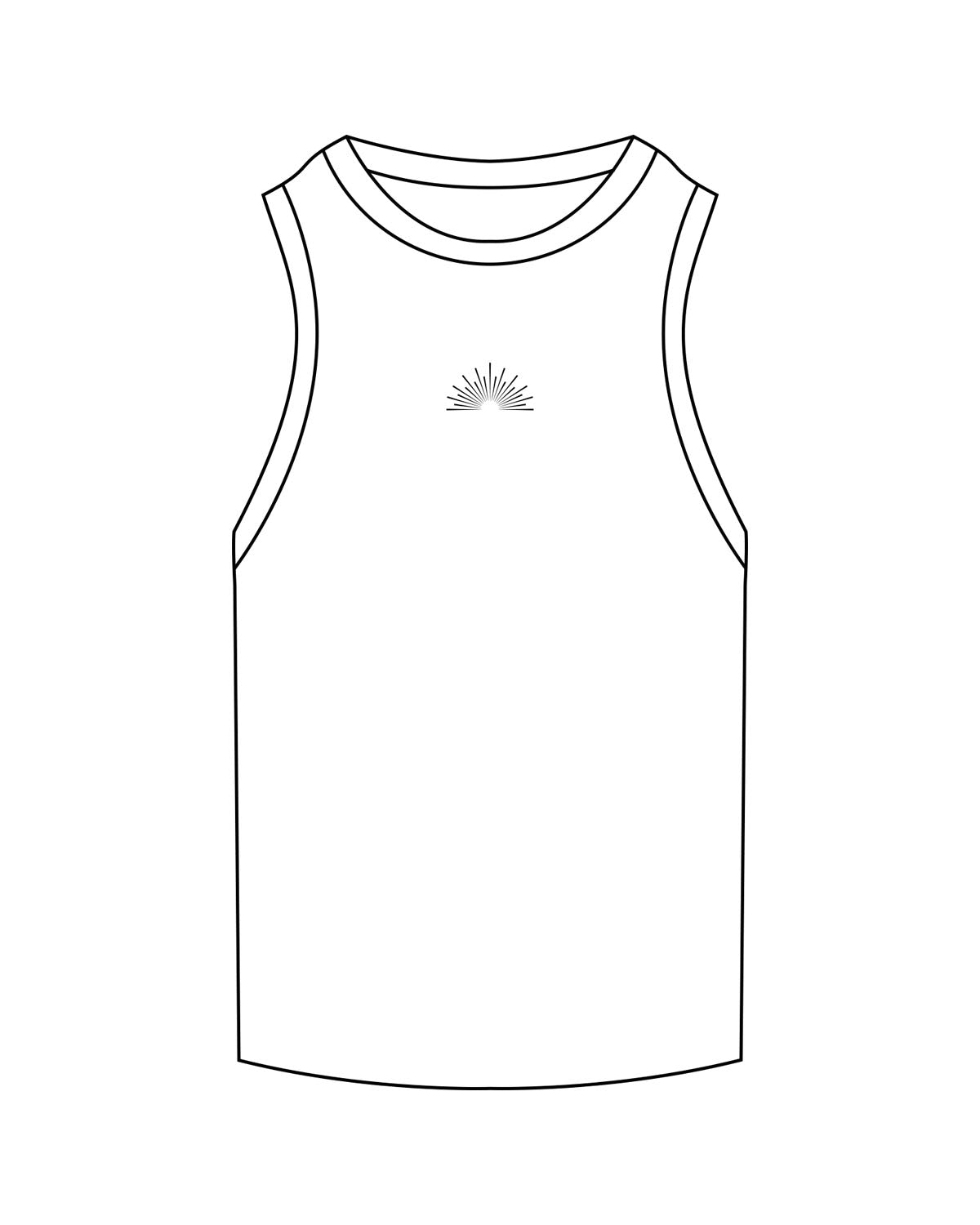The Ribbed Full Length Tank - White - Align Pilates - Center Chest - Embroidered - Black
