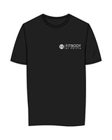 The Womens Tee - Black - Krista - Left Chest Stacked & Back Center "COACH" - White