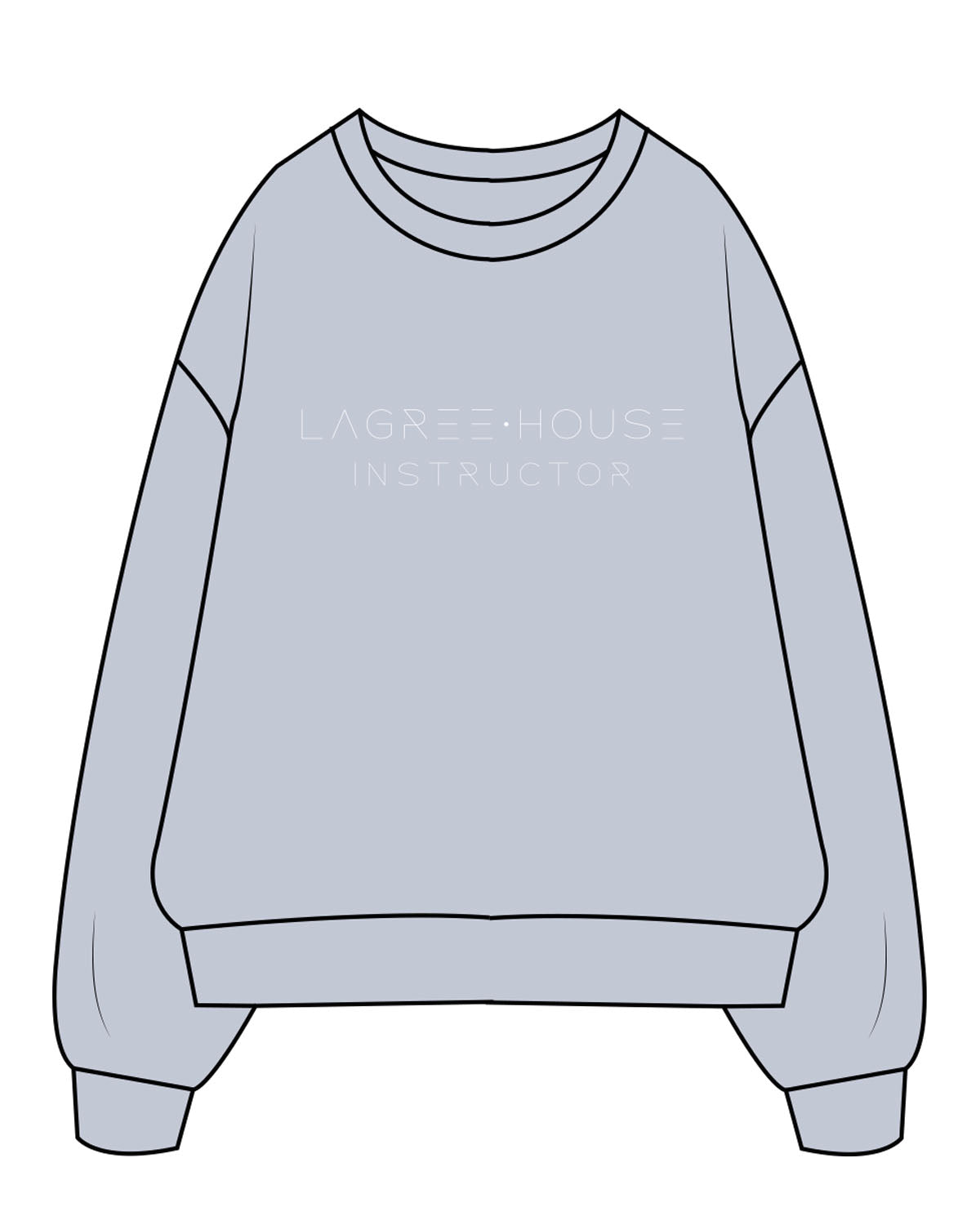 The Womens Crewneck - Powder - Lagree House - Center Chest Stacked - Instructor - White
