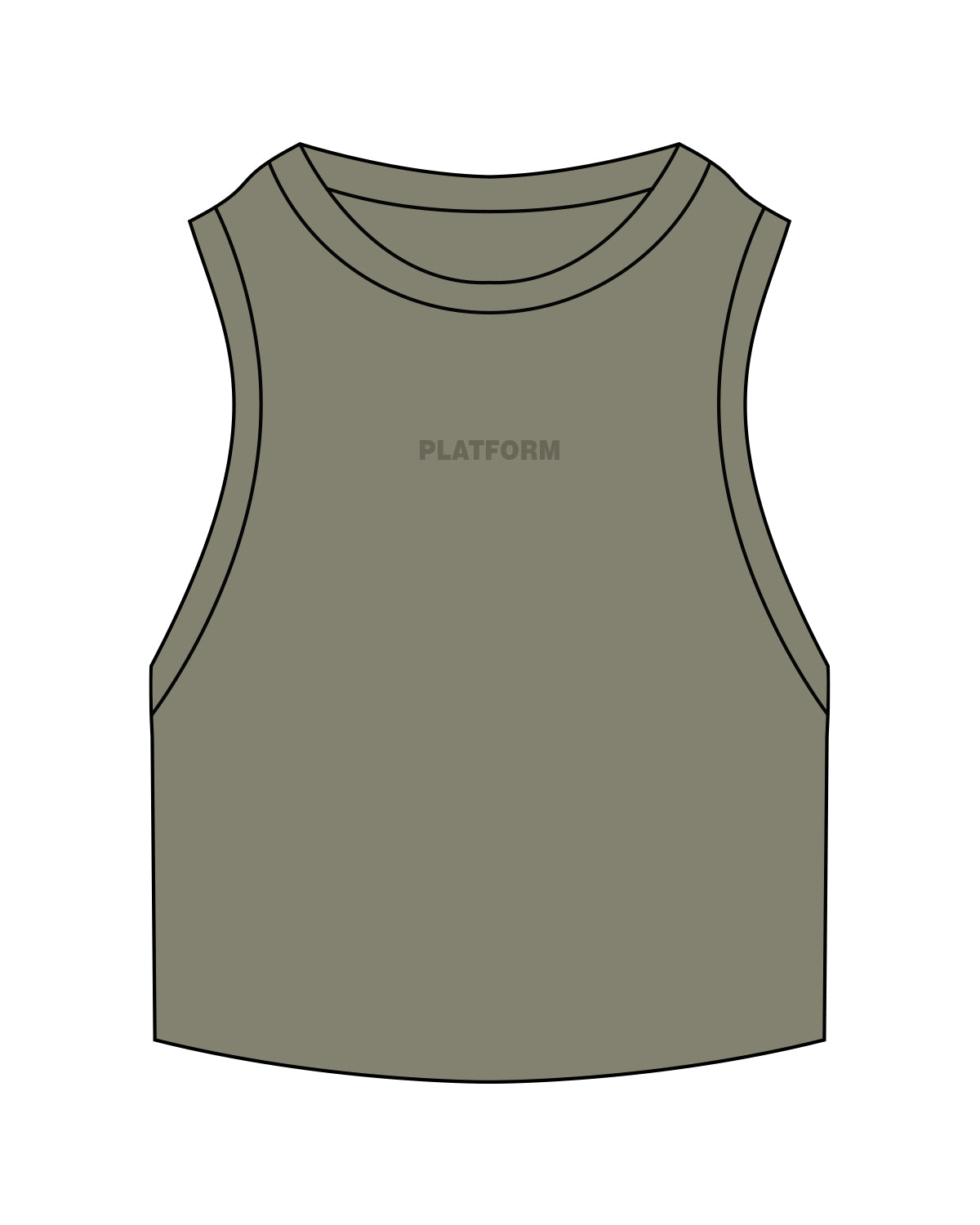 The Ribbed Crop Tank - Eucalyptus - Platform - Center Chest - Embroidered Tone on Tone
