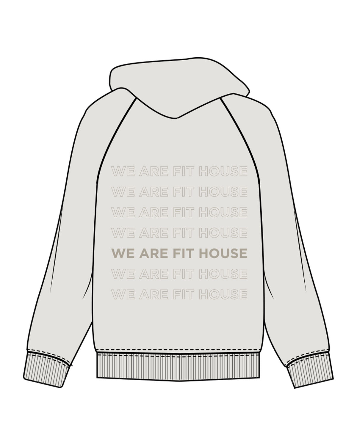 The Womens Hoodie - Washed Bone - Fit House - Center Chest - Back Stacked - Printed - Tone on Tone