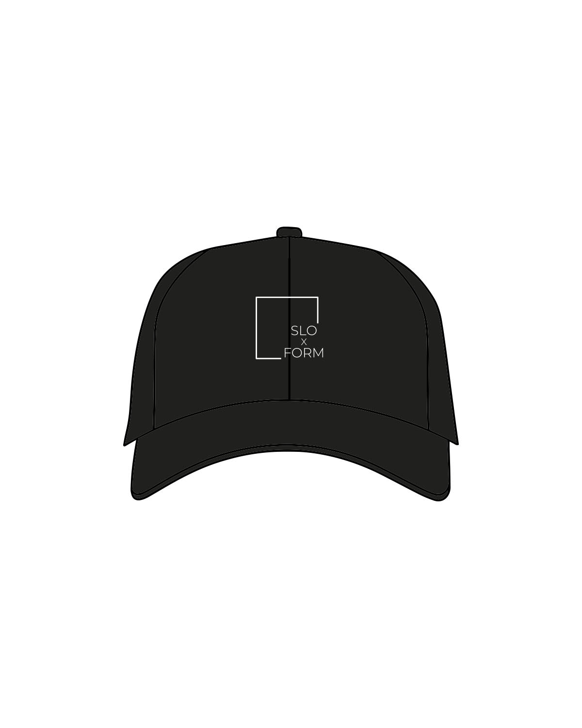 The Dad Hat - Black - Slo x Form - Center Crown - Embroidered - White