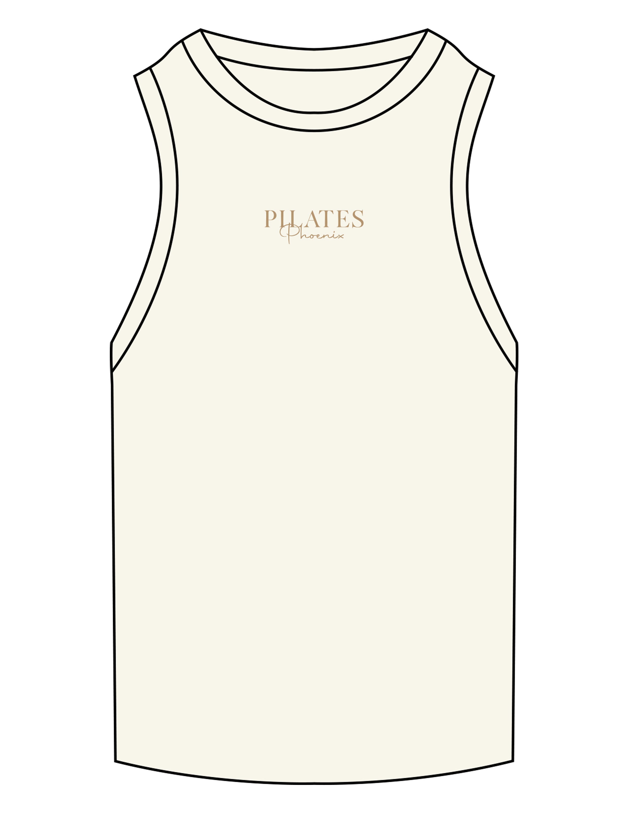 The Ribbed Full Length Tank - Off White - Pilates Phoenix - Center Chest Stacked - EMB - Khaki