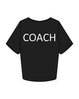 The Crop Tee - Black - Krista - Left Chest Stacked & Back Center "COACH" - White