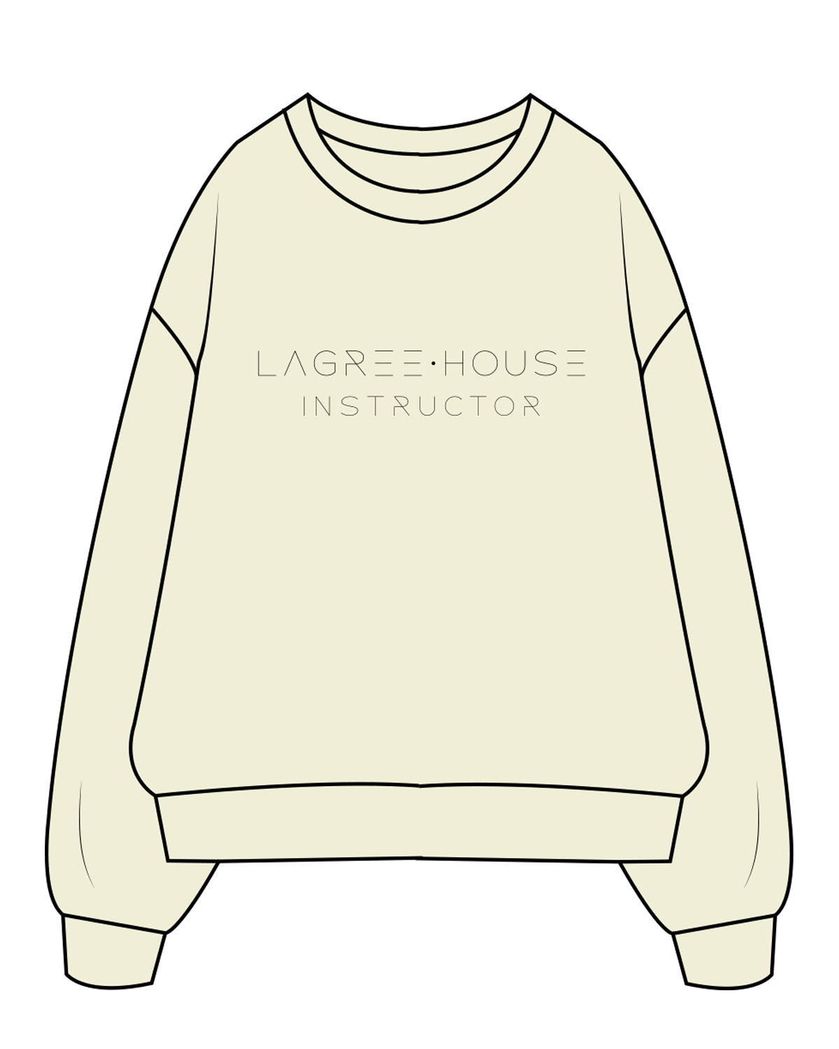 The Womens Crewneck - Butter - Lagree House - Center Chest Stacked - Instructor -  Black