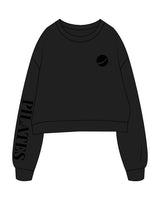 The Oversized Crop - Black - Swan Dive - Right Sleeve & Left Chest - Tone on Tone