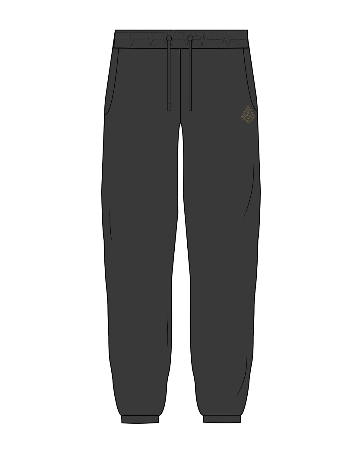 The Womens Classic Sweatpants - Washed Black - Uprise Hot Yoga - Left Leg - Printed - Full Color