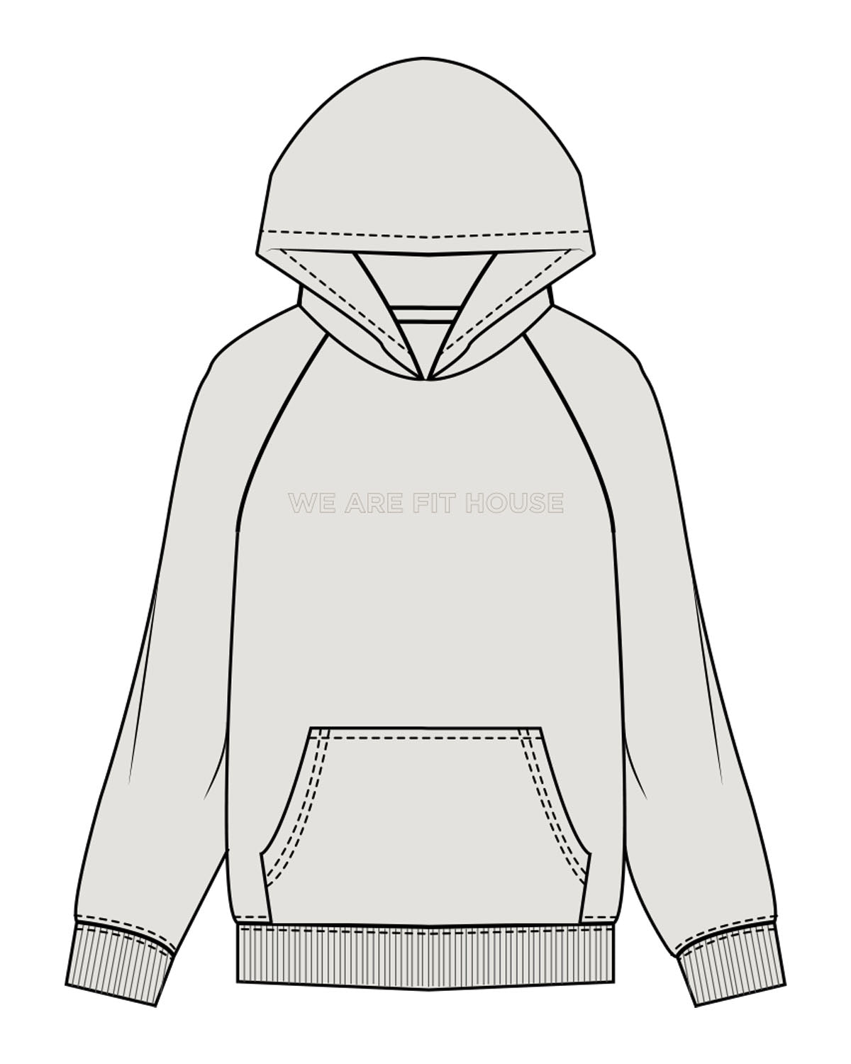 The Womens Hoodie - Washed Bone - Fit House - Center Chest - Back Stacked - Printed - Tone on Tone