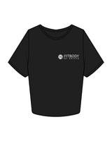 The Crop Tee - Black - Krista - Left Chest Stacked & Back Center "COACH" - White