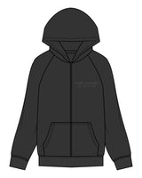 The Womens Zip Hoodie - Washed Black - Lagree House - Left Stacked - Instructor - White