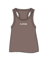 The Crop Tank - Cacao - Platform - Center Chest Stacked & Back Stacked - White