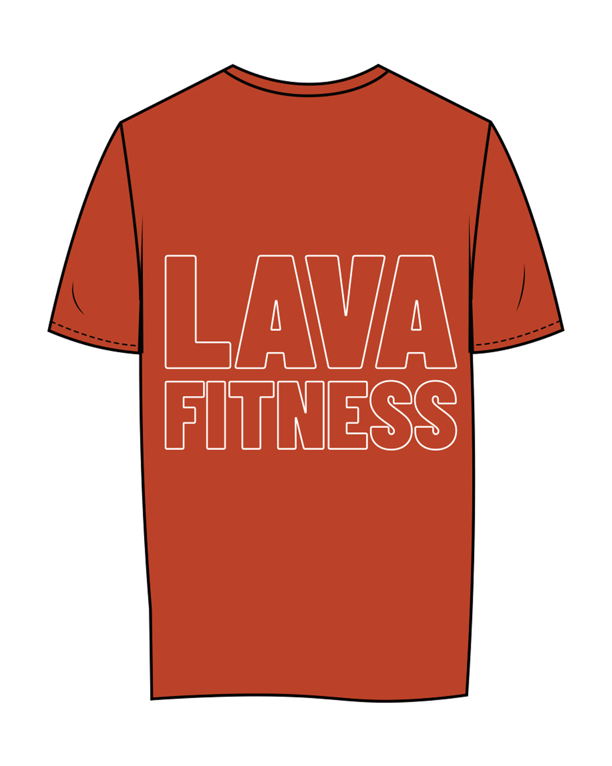 The Womens Tee - Autumn - Lava - Center Chest & Center Back Stacked - White Printed
