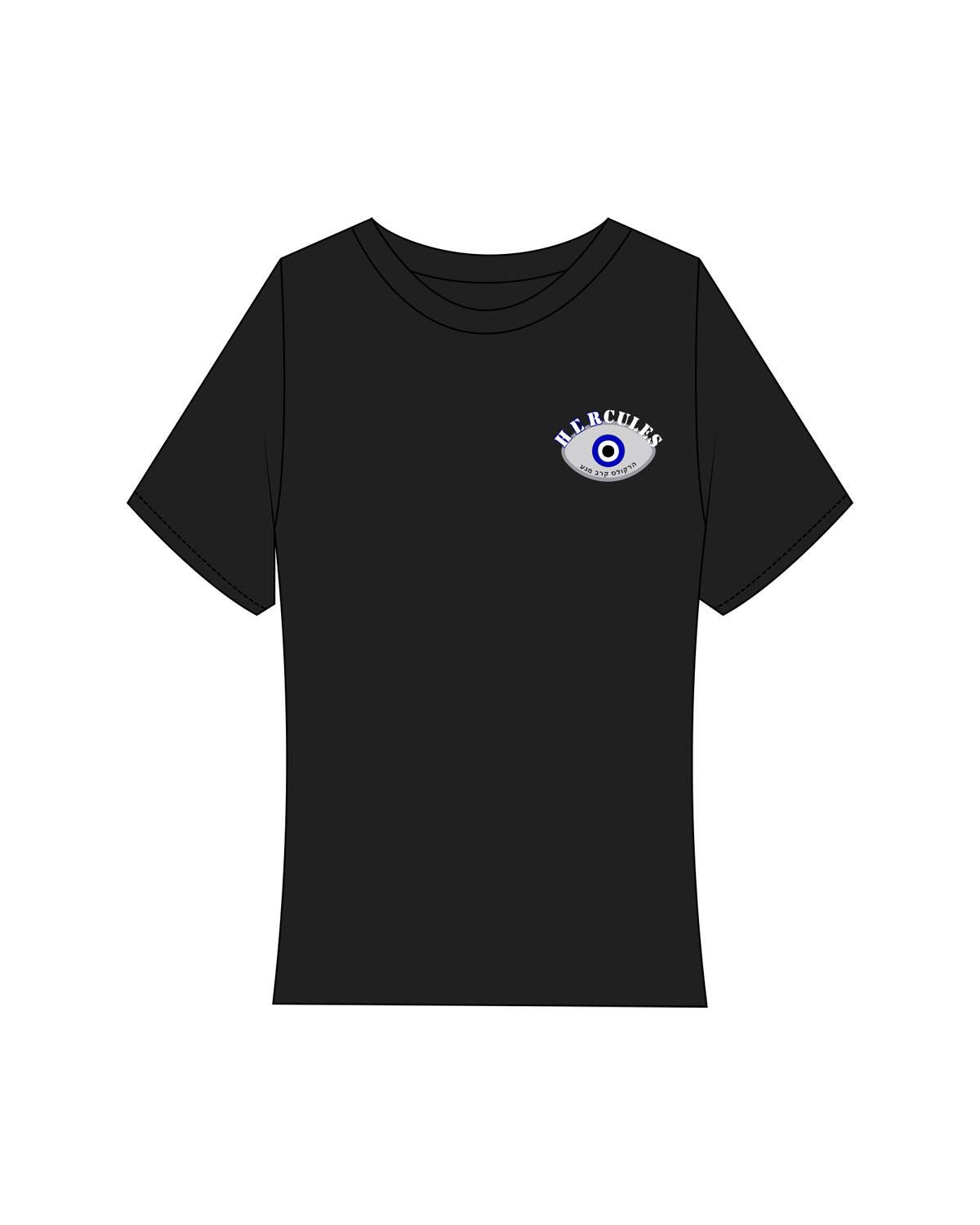 The Baby Tee - Black - Hercules - Left Chest & Back Stacked - Printed - Full Color