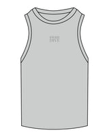 The Ribbed Full Length Tank - Storm - Swan Dive - Center Chest Stacked - Embroidered Tone on Tone