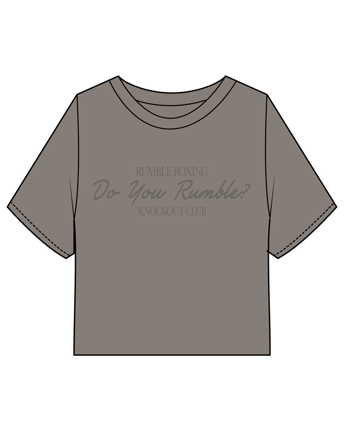 The Heavyweight Crop Tee - Washed Gray - Rumble - Center Chest Stacked - Tone on Tone