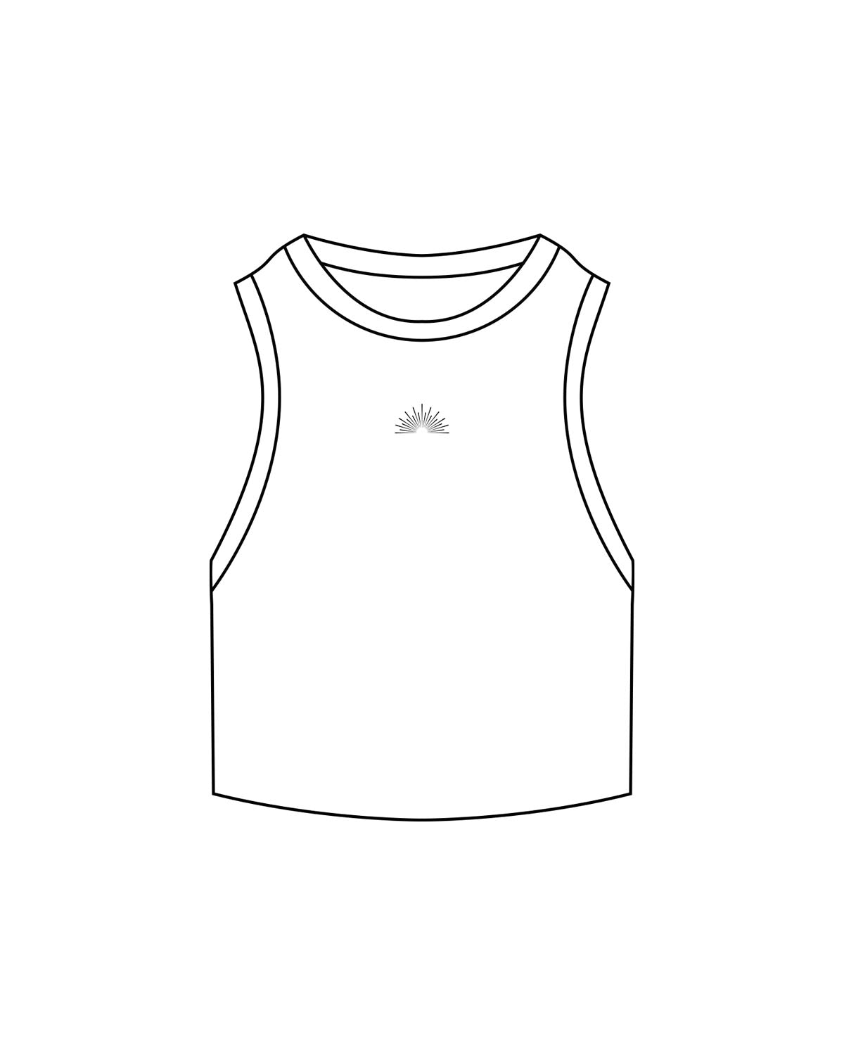 The Ribbed Crop Tank - White - Align Pilates - Center Chest - Embroidered - Black