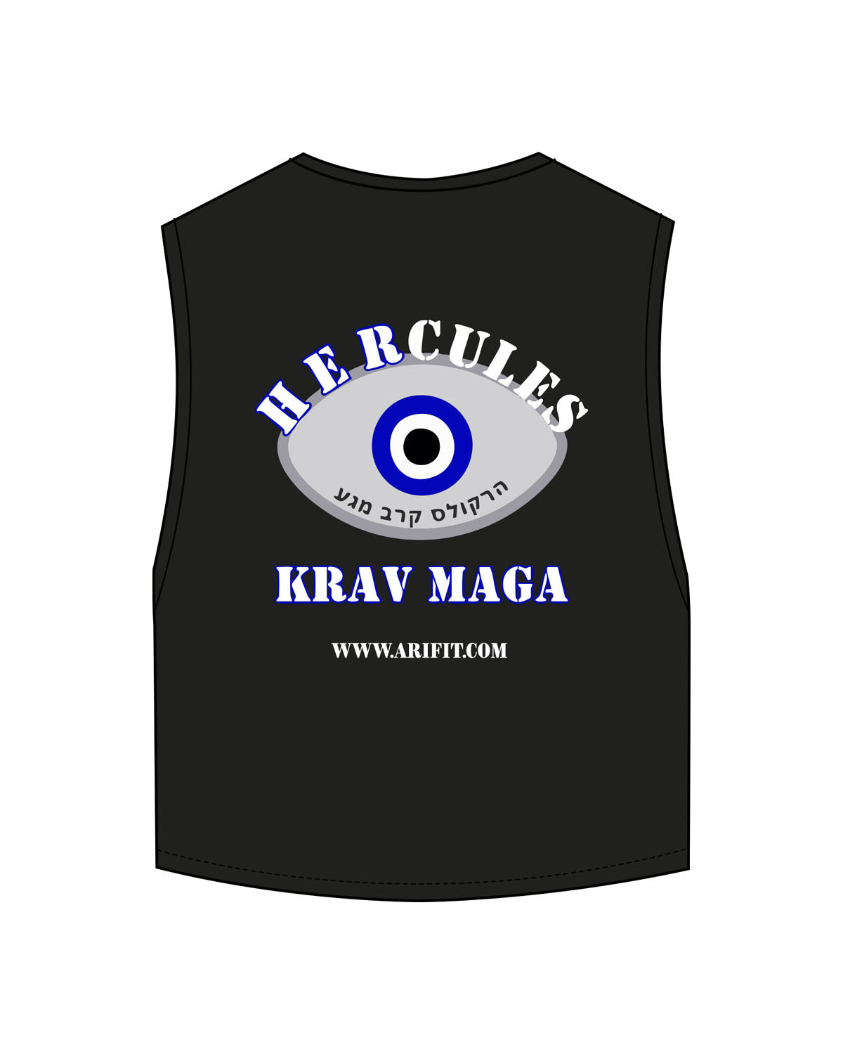 The Crop Muscle Tank - Black - Left Chest & Back Stacked - Printed - Full Color
