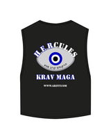The Crop Muscle Tank - Black - Left Chest & Back Stacked - Printed - Full Color