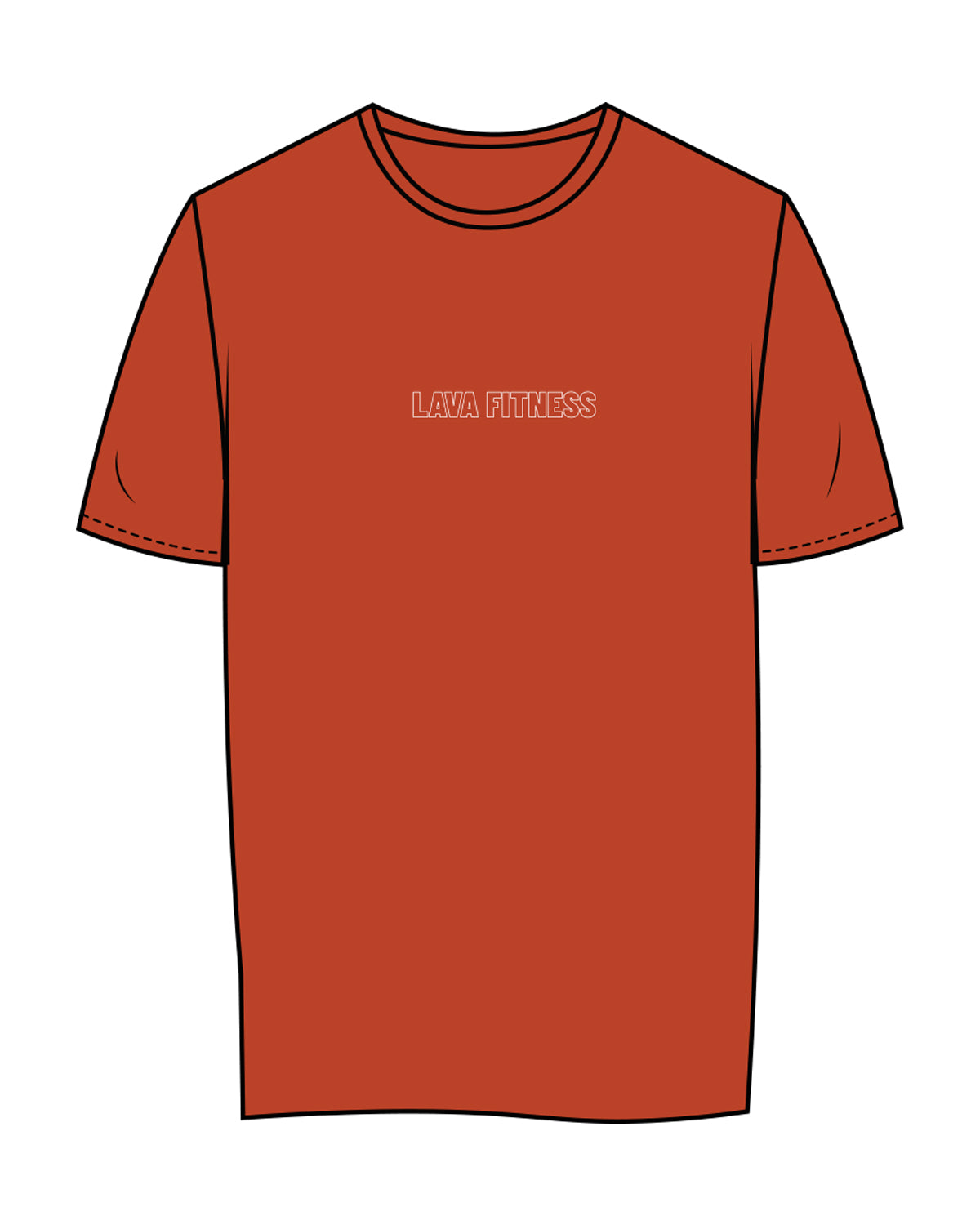 The Womens Tee - Autumn - Lava - Center Chest & Center Back Stacked - White Printed