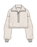 The Suede 1/2 Zip - Latte - Commit Fitness - Right Sleeve Wrist - Embroidered Tone on Tone