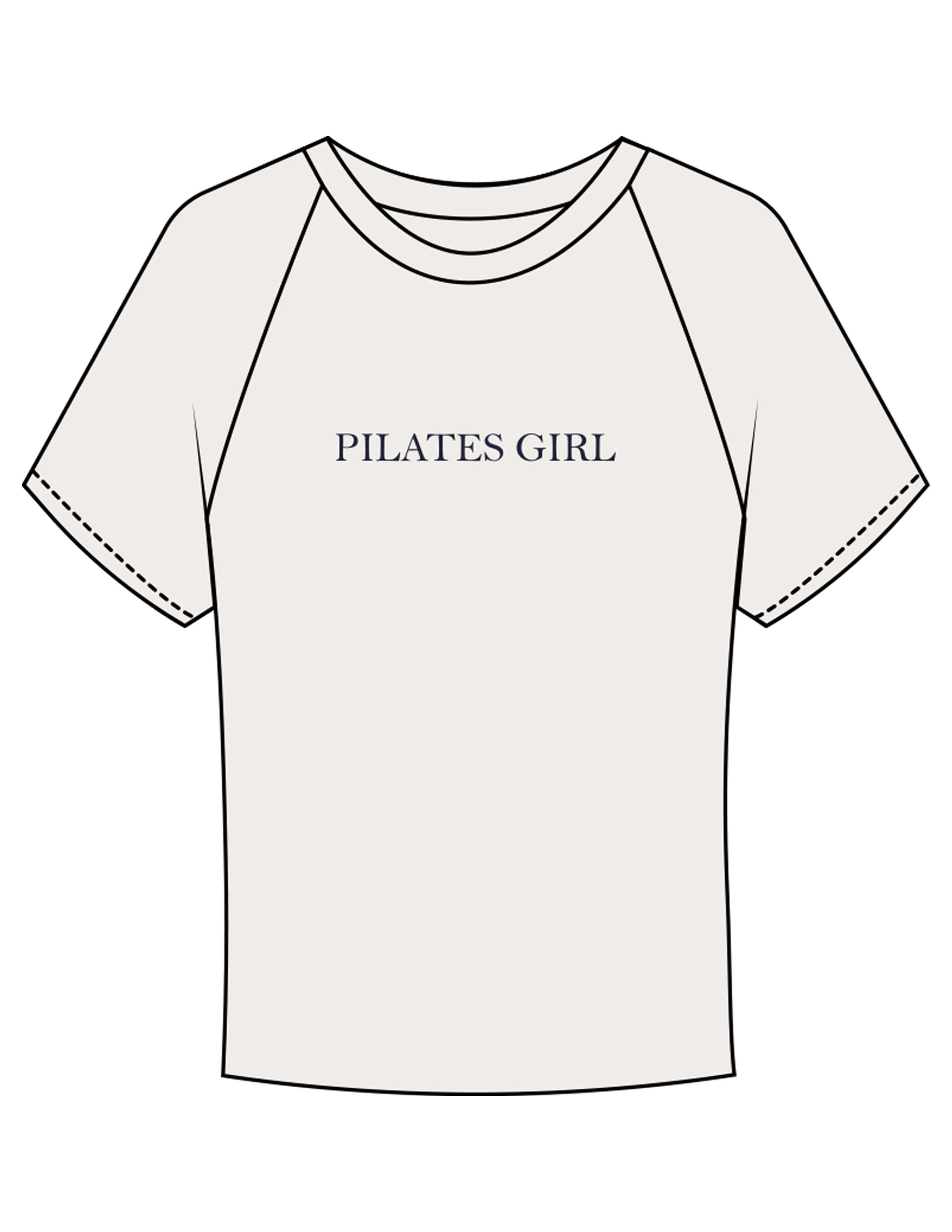 The Micro Rib Baby Tee - Natural - Pilates Phoenix - Center Chest - Printed - Navy