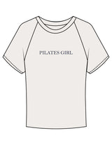 The Micro Rib Baby Tee - Natural - Pilates Phoenix - Center Chest - Printed - Navy