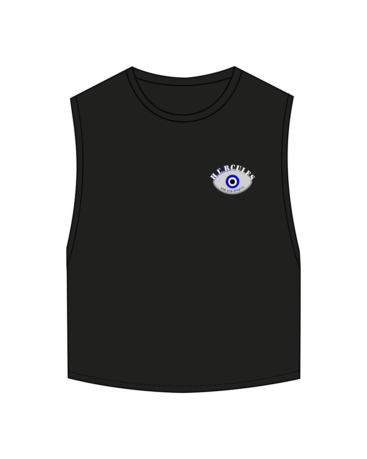 The Crop Muscle Tank - Black - Left Chest & Back Stacked - Printed - Full Color