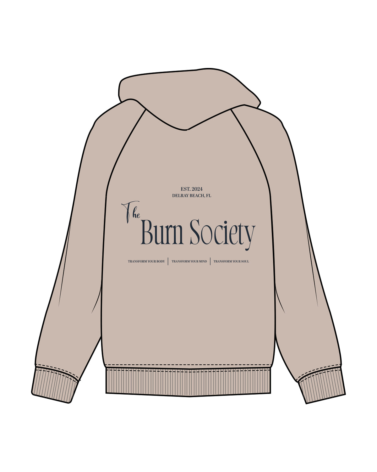 The Classic Hoodie - Bone - The Burn Society - Back Center Stacked - 3 Layers - Navy