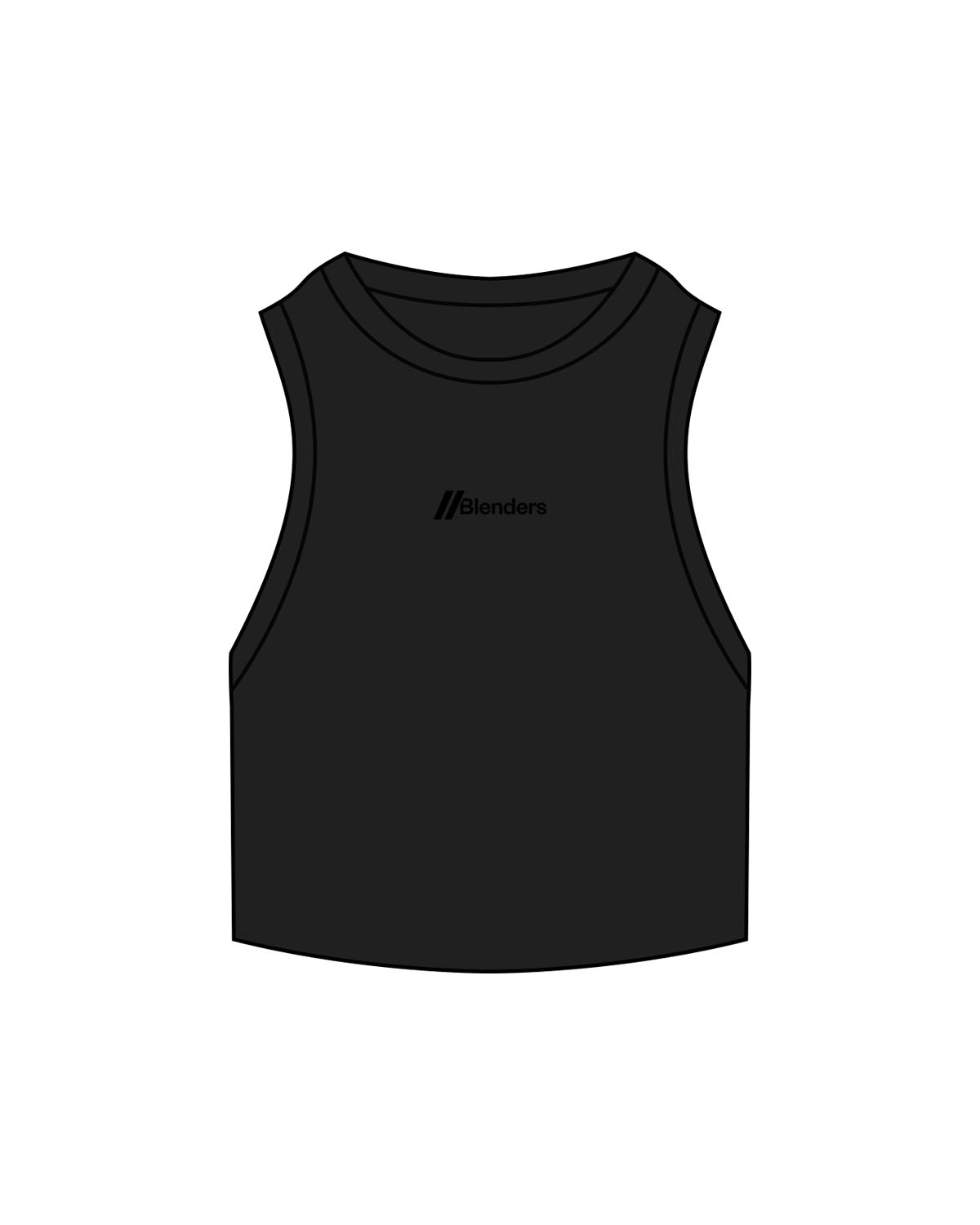 The Ribbed Crop Tank - Black - Blenders - Center Chest - Embroidered - Tone on Tone