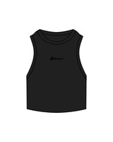 The Ribbed Crop Tank - Black - Blenders - Center Chest - Embroidered - Tone on Tone