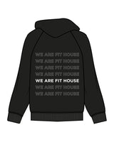 The Womens Hoodie - Black - Fit House - Center Chest - Back Stacked - Printed - White