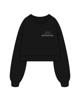 The Womens Crop Crewneck - Black - Dawn Patrol - Left Chest & Back Center - White