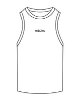 The Ribbed Full Length Tank - White - MECHA - Center Chest - Embroidered Black